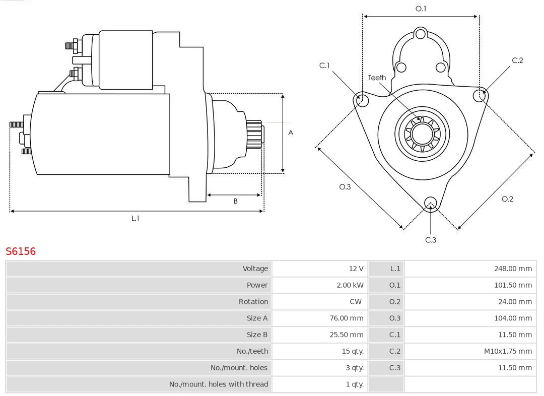 Motor de arranco S6156 As-pl