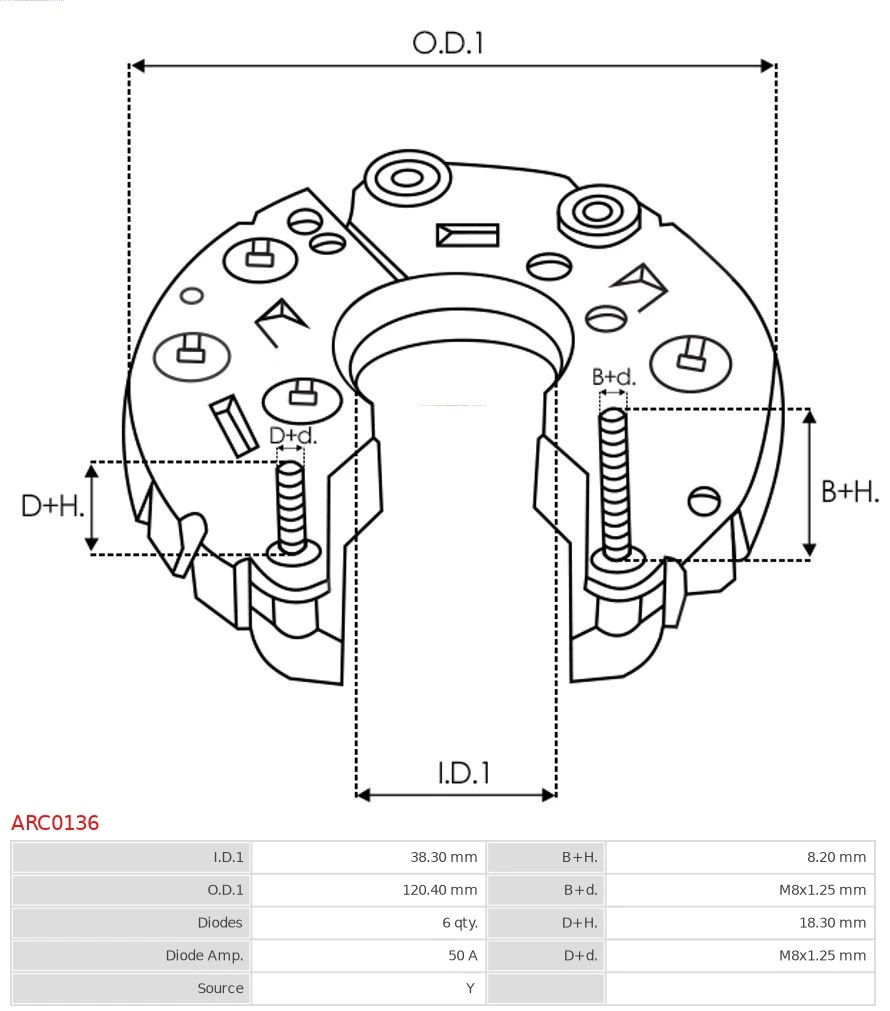 Eixo de diodos do gerador As-pl ARC0136 preço, a partir de 41,90 USD