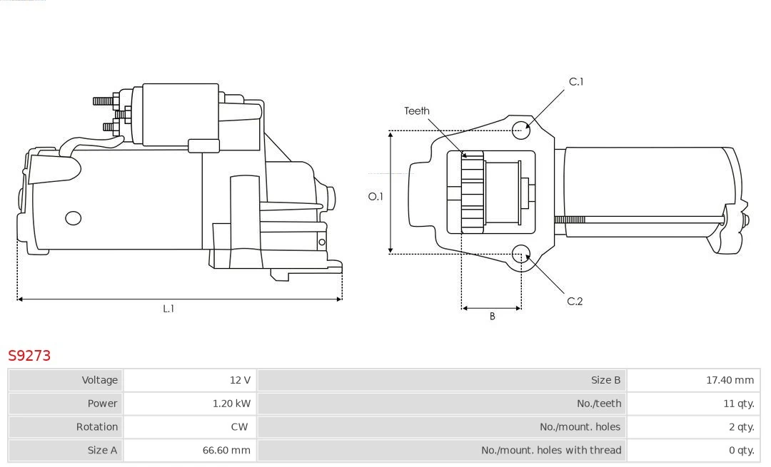 Motor de arranco S9273 As-pl