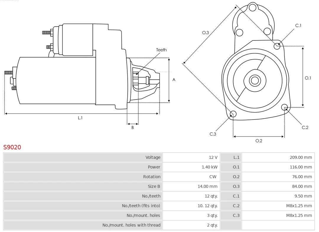 Motor de arranco S9020 As-pl