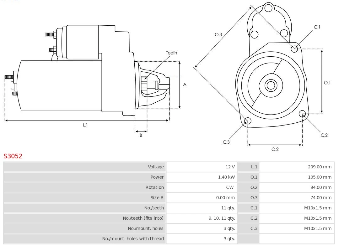 Motor de arranco S3052 As-pl