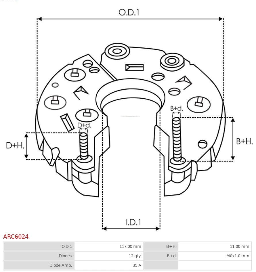 Eixo de diodos do gerador As-pl ARC6024 preço, a partir de 37,57 USD