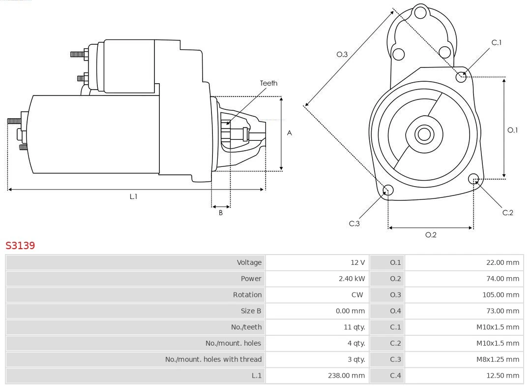 Motor de arranco S3139 As-pl
