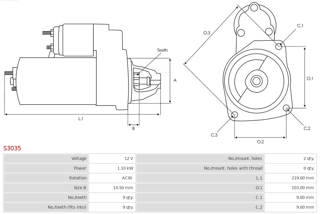 Motor de arranco S3035 As-pl