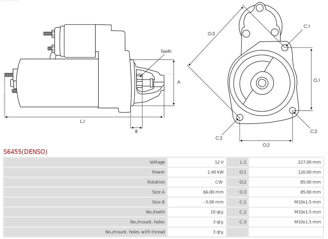 Motor de arranco S6455DENSO As-pl