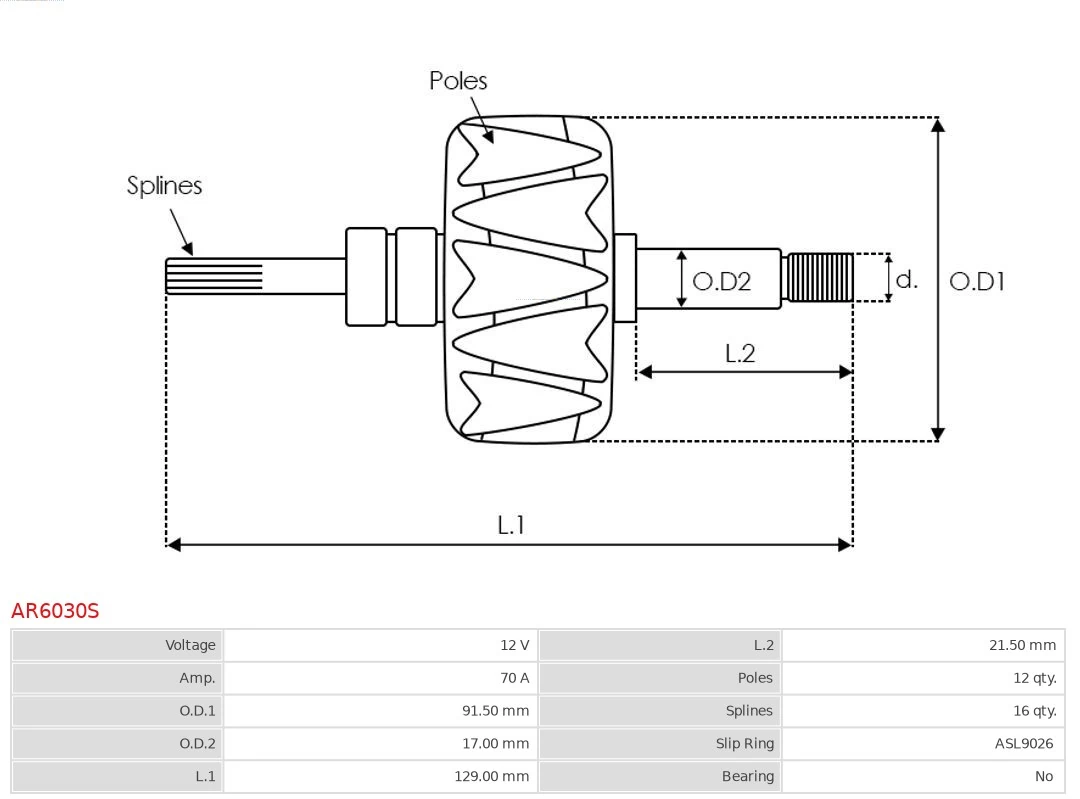 AR6030S As-pl Induzido (rotor) do gerador