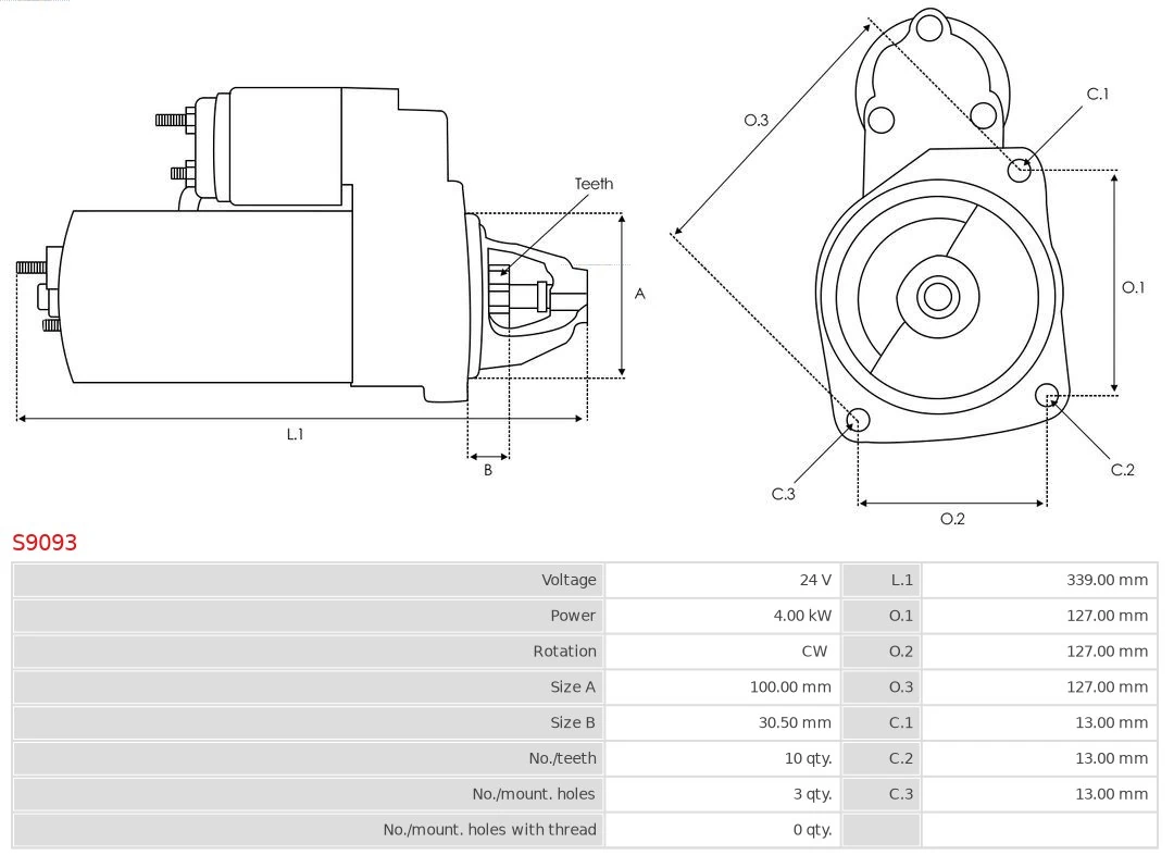 Motor de arranco S9093 As-pl