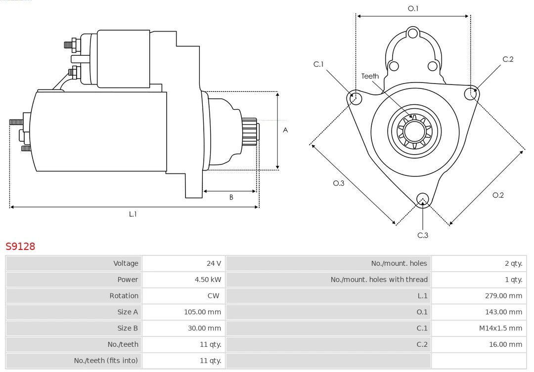 Motor de arranco S9128 As-pl