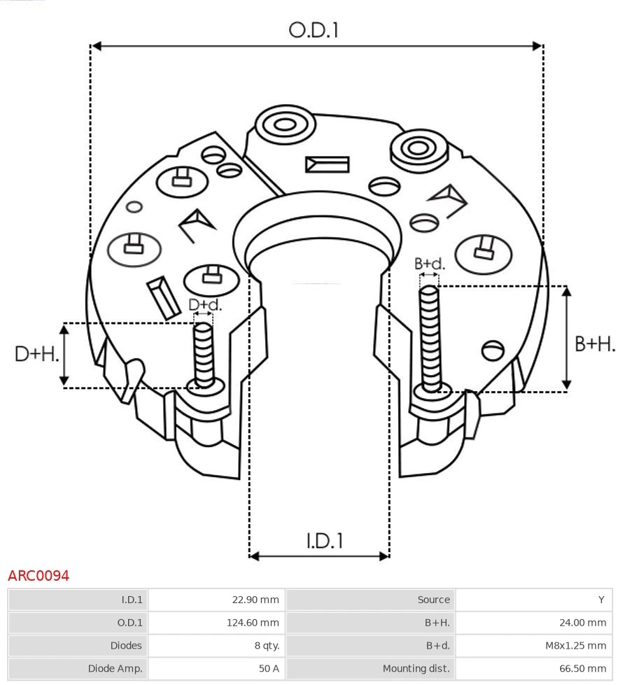 Eixo de diodos do gerador As-pl ARC0094 preço, a partir de 47,23 USD