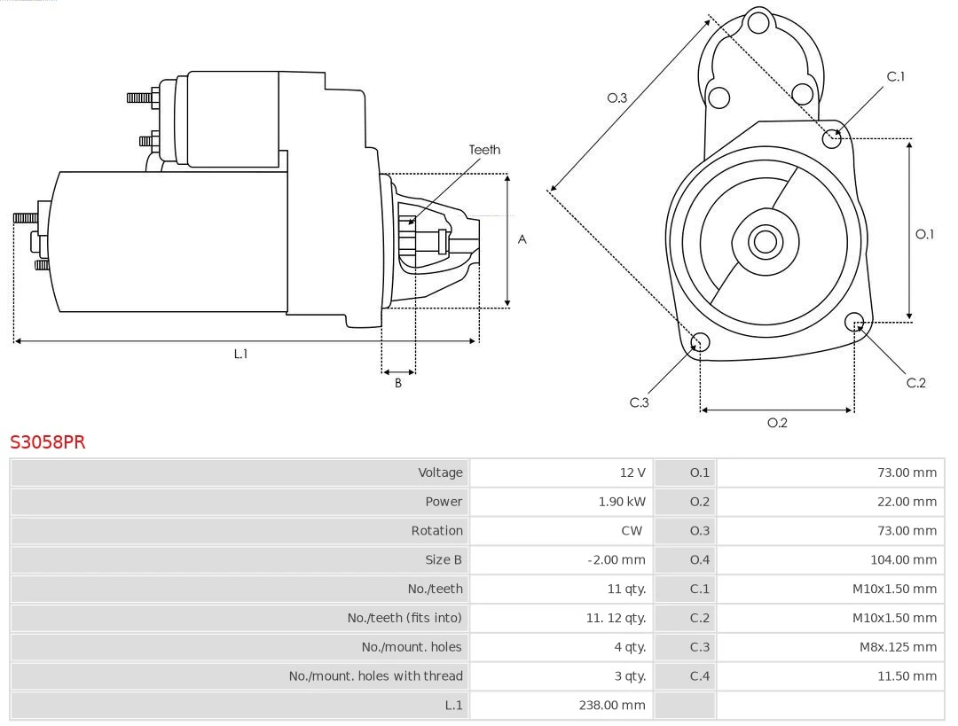 Motor de arranco S3058PR As-pl