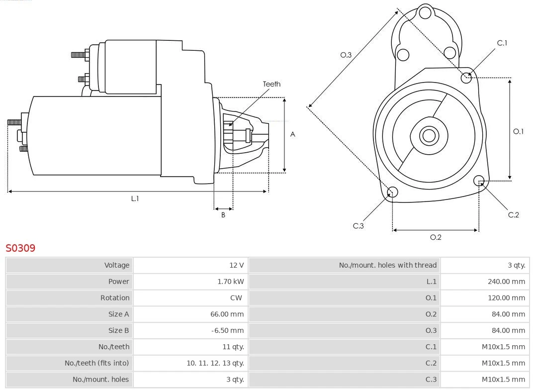 Motor de arranco S0309 As-pl
