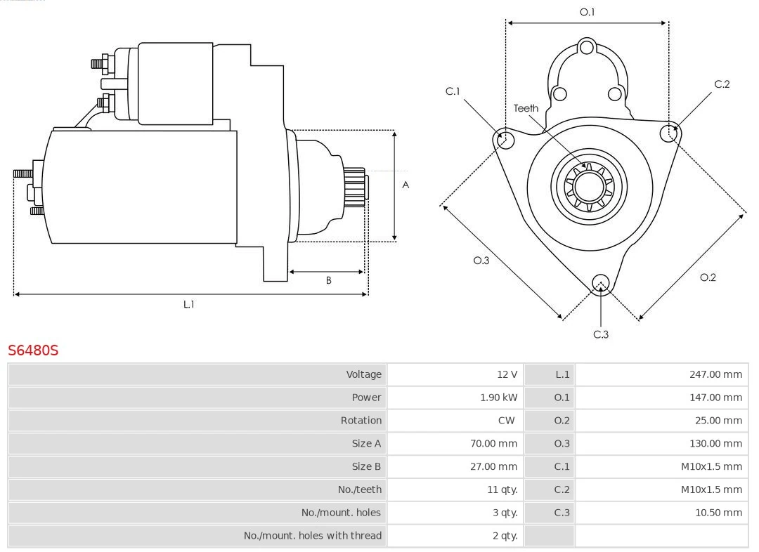 Motor de arranco S6480S As-pl