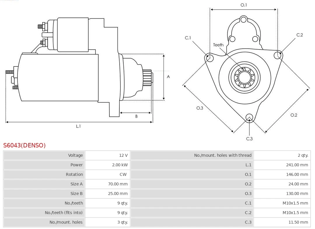 Motor de arranco S6043DENSO As-pl