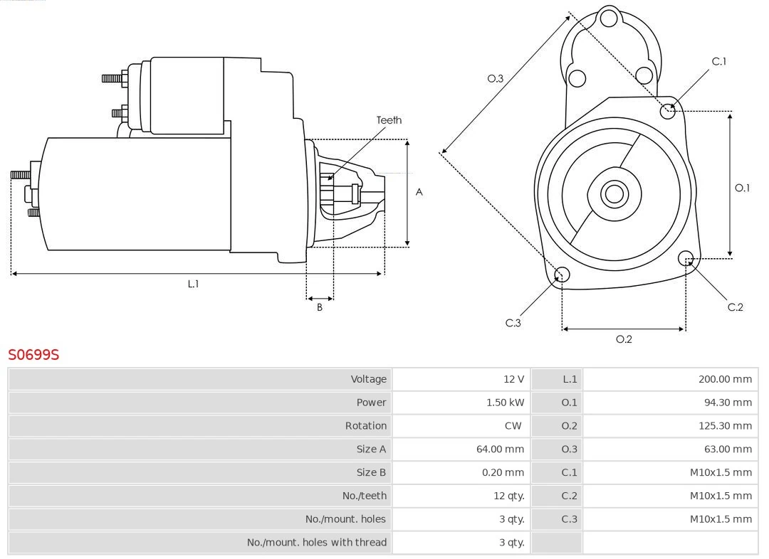 Motor de arranco S0699S As-pl