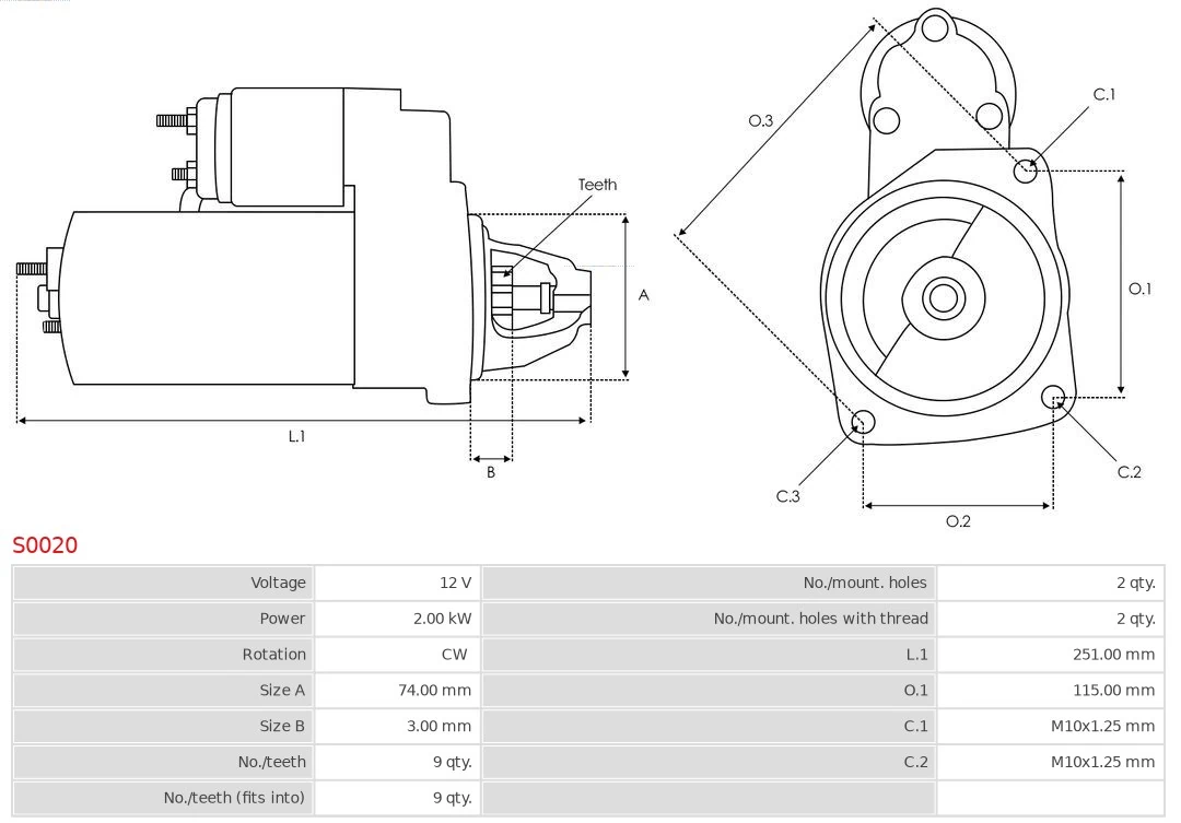 Motor de arranco S0020 As-pl