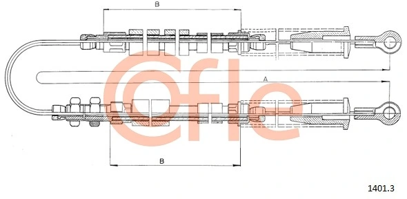 207001 Beca Cables Cabo traseiro direito/esquerdo do freio de estacionamento