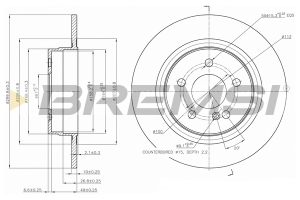 Disco do freio traseiro para Mercedes C W204