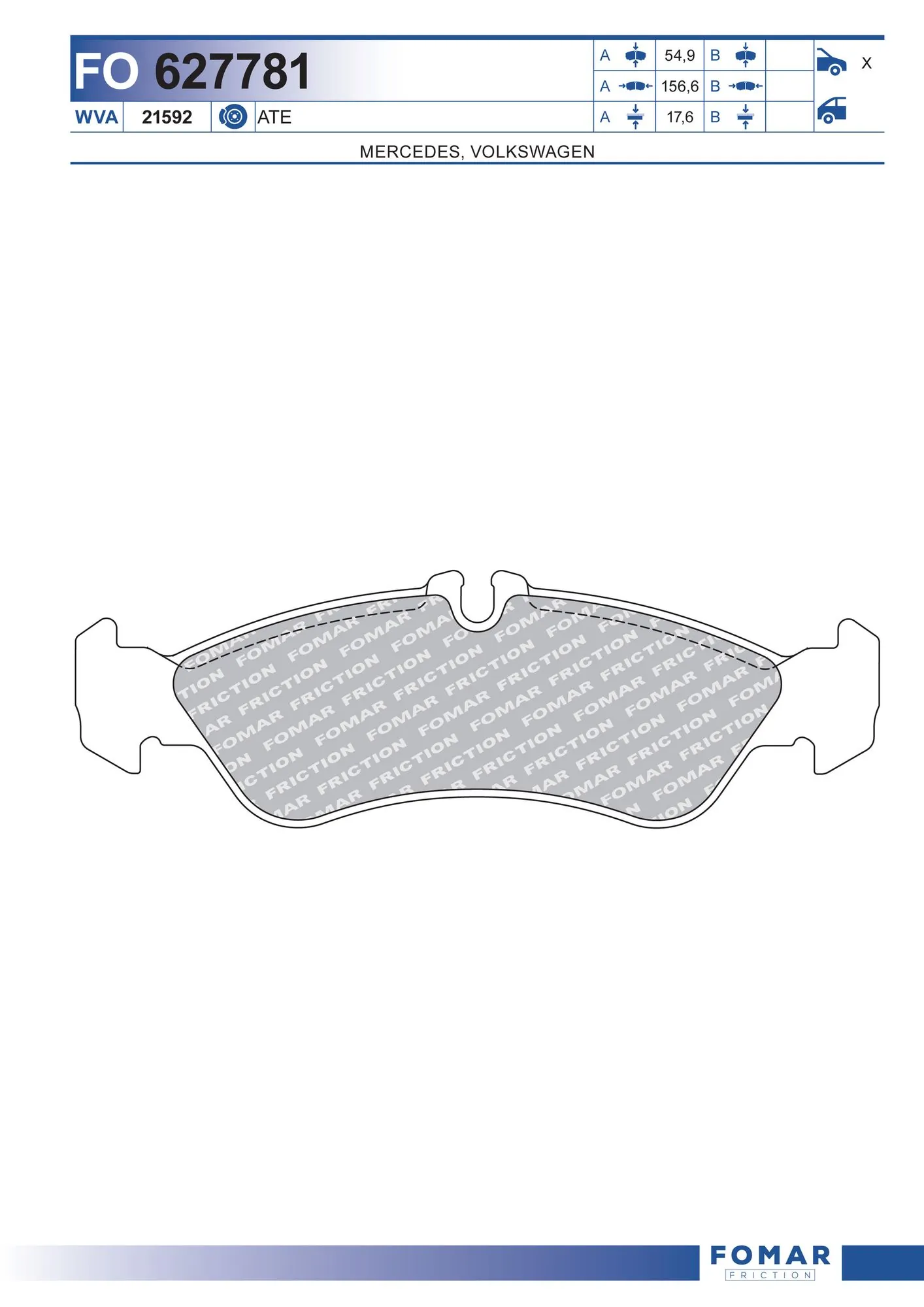 Sapatas do freio traseiras de disco Volkswagen LT 28-46 II 2DA, 2DD, 2DH