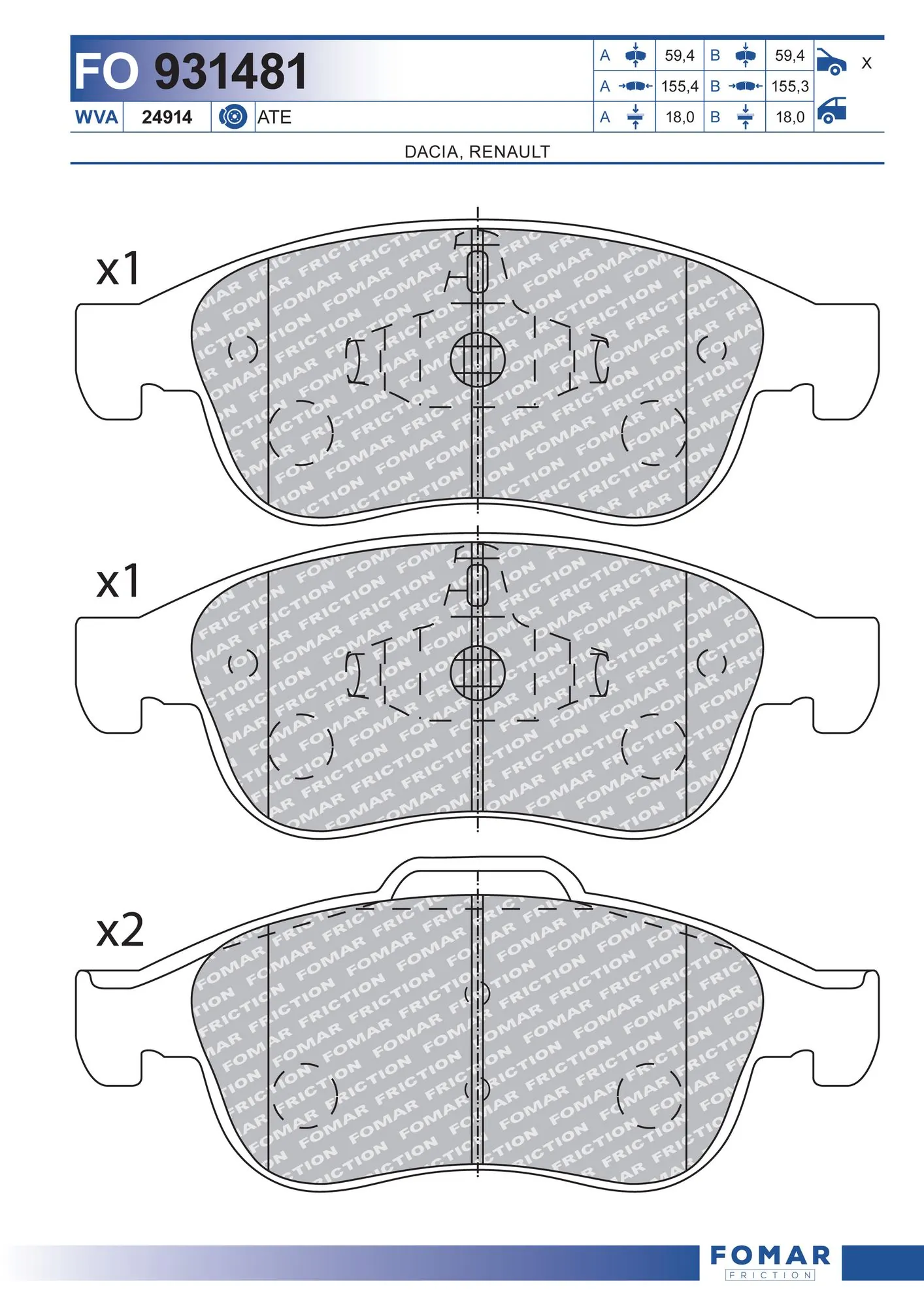  Sapatas do freio dianteiras de disco Renault CAPTUR II SUV (HF) (2020 - 2026) II