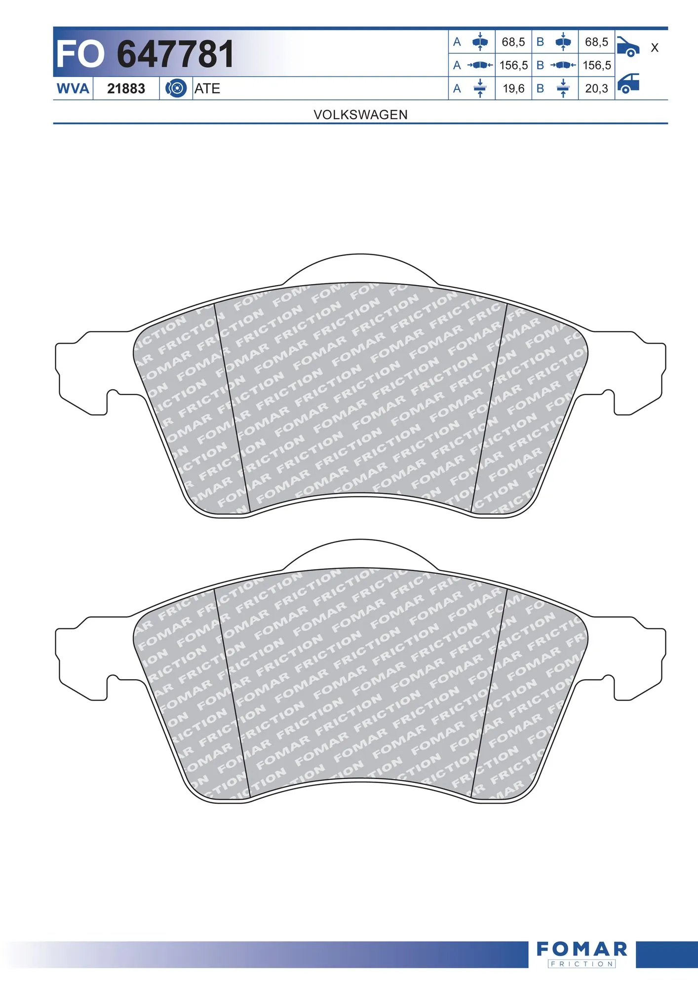Compre Sapatas do freio dianteiras de disco Volkswagen Transporter 