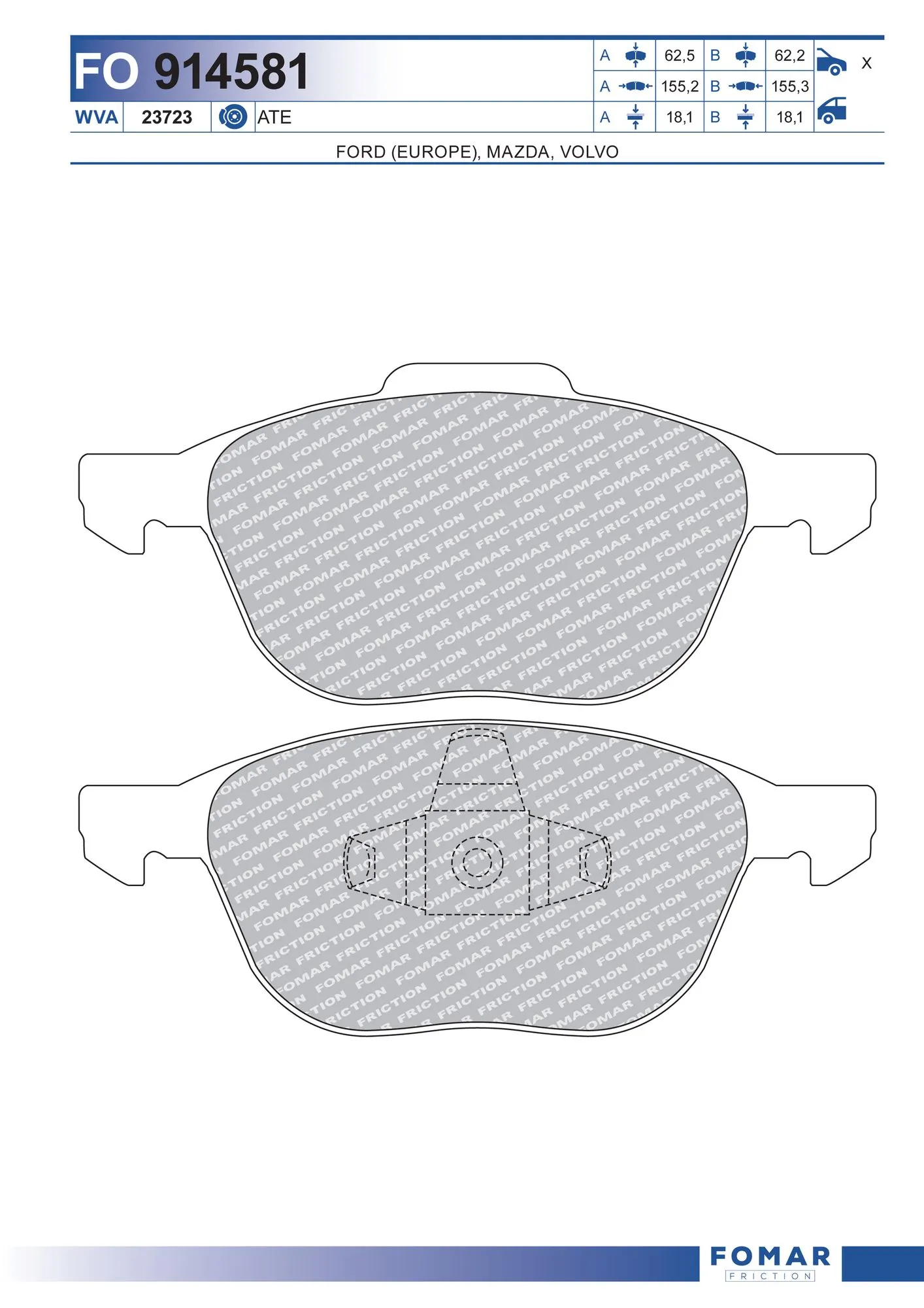 Sapatas do freio dianteiras de disco Ford C-Max Grand CB7