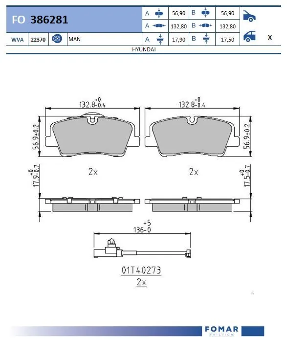 5830159A00 Hyundai/Kia Sapatas do freio traseiras de disco