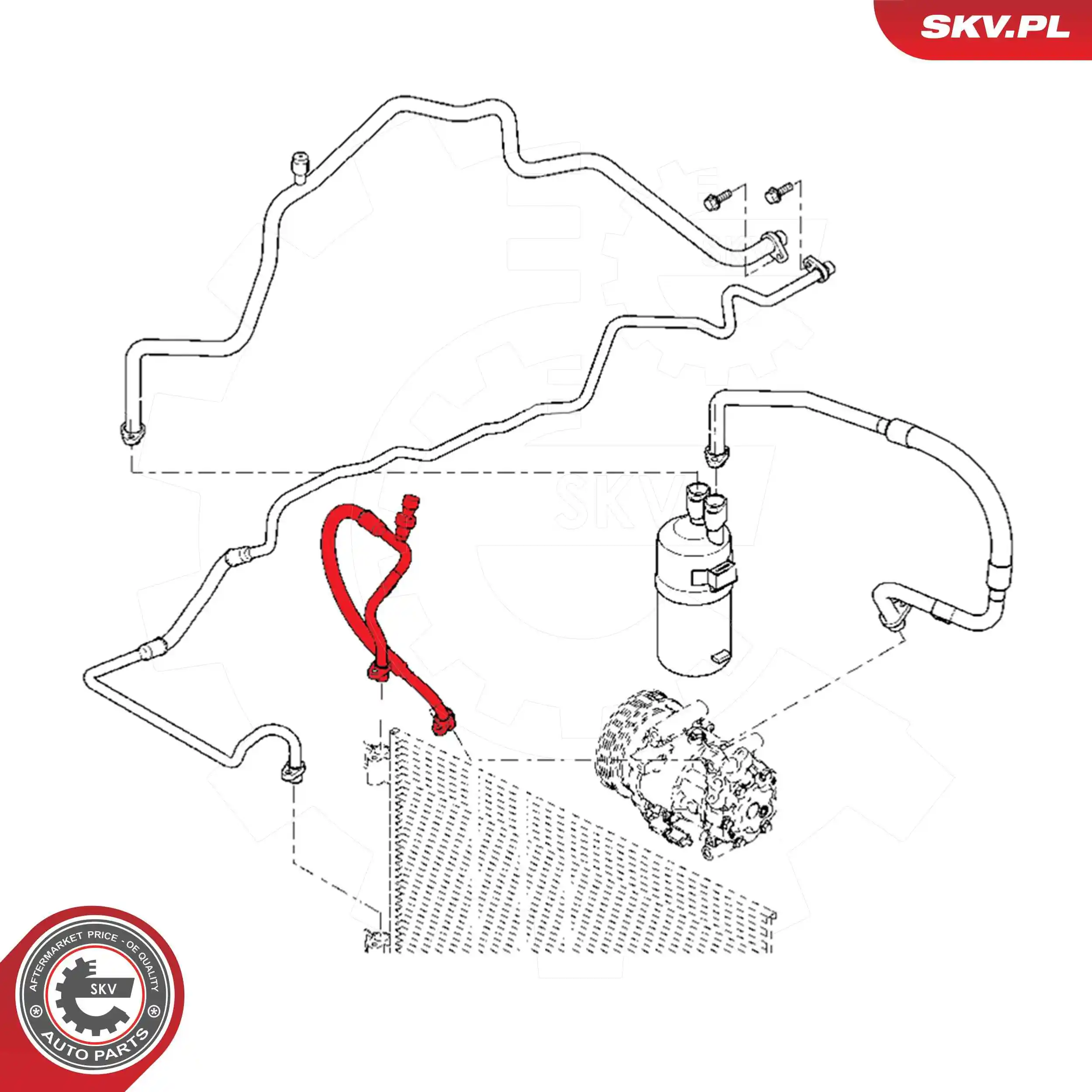 Mangueira de aparelho de ar condicionado, desde o compressor até o radiador 43SKV525 SKV