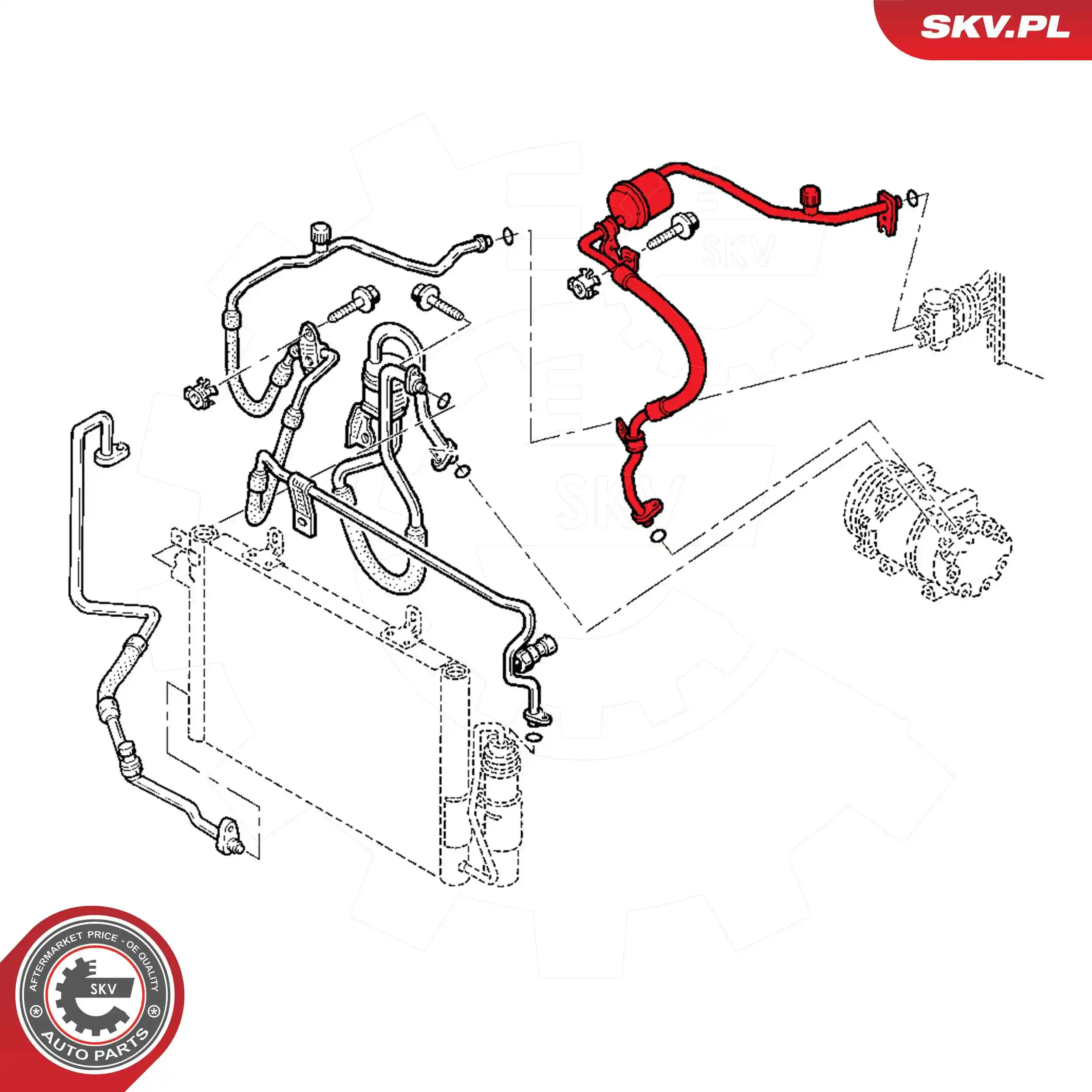 Mangueira de aparelho de ar condicionado, desde o vaporizador até o compressor 43SKV519 SKV