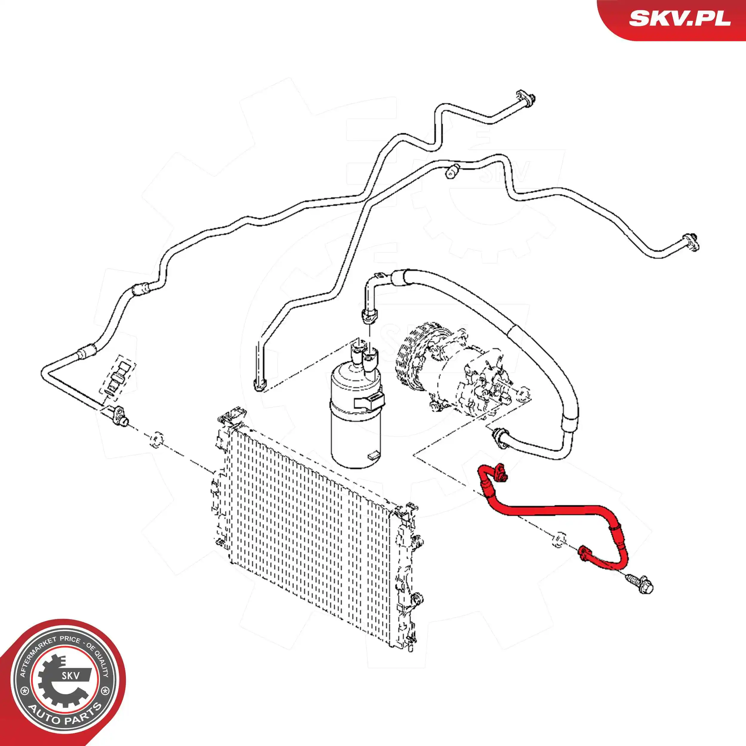 Mangueira de aparelho de ar condicionado, desde o compressor até o radiador 43SKV522 SKV