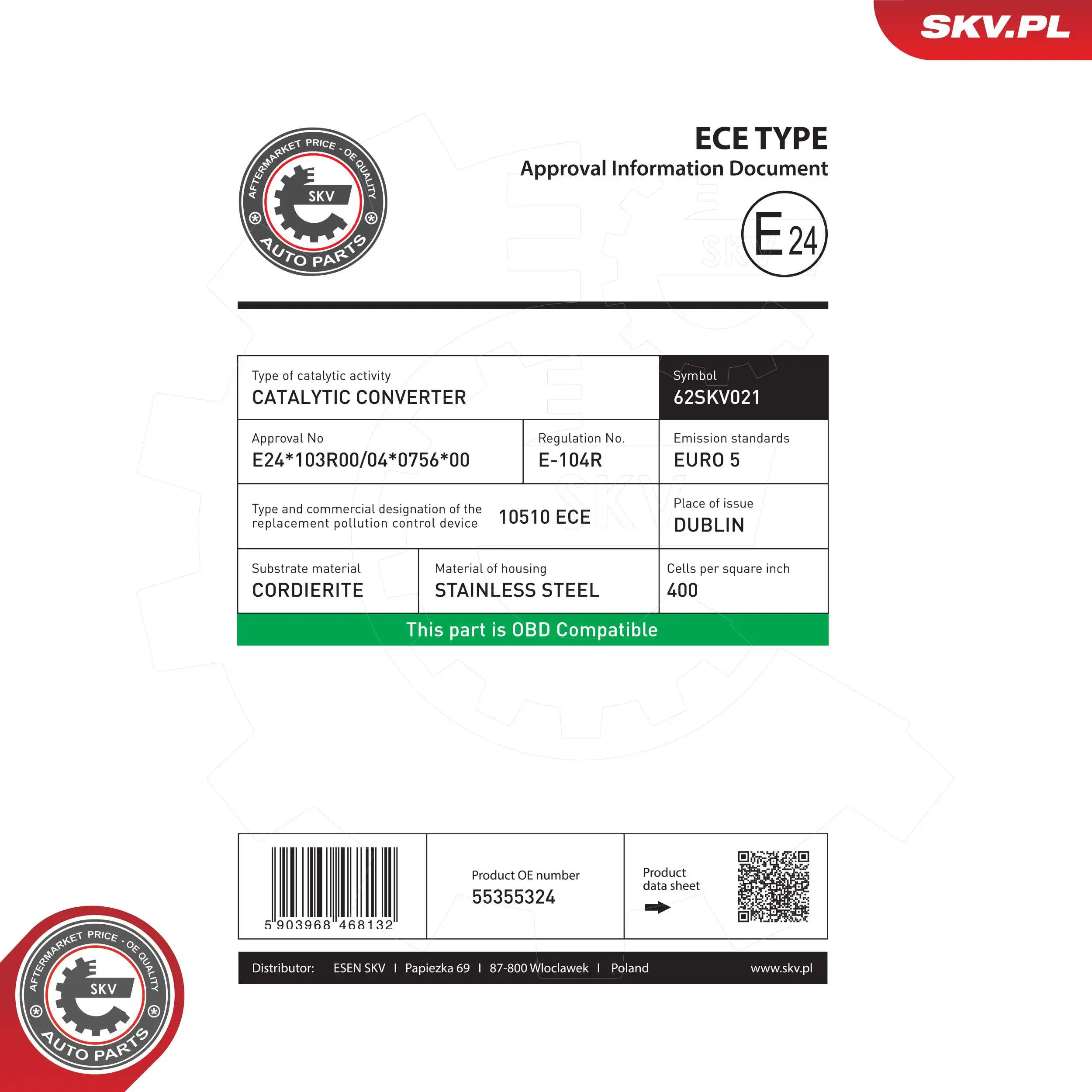 Convertidor - catalisador SKV 62SKV021