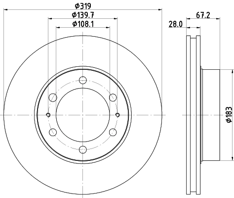 Disco do freio dianteiro Toyota Hilux  GUN12, GUN13