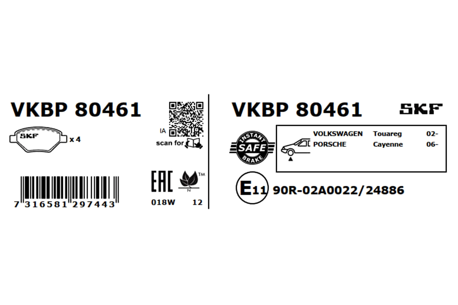 Sapatas do freio dianteiras de disco VKBP80461 SKF