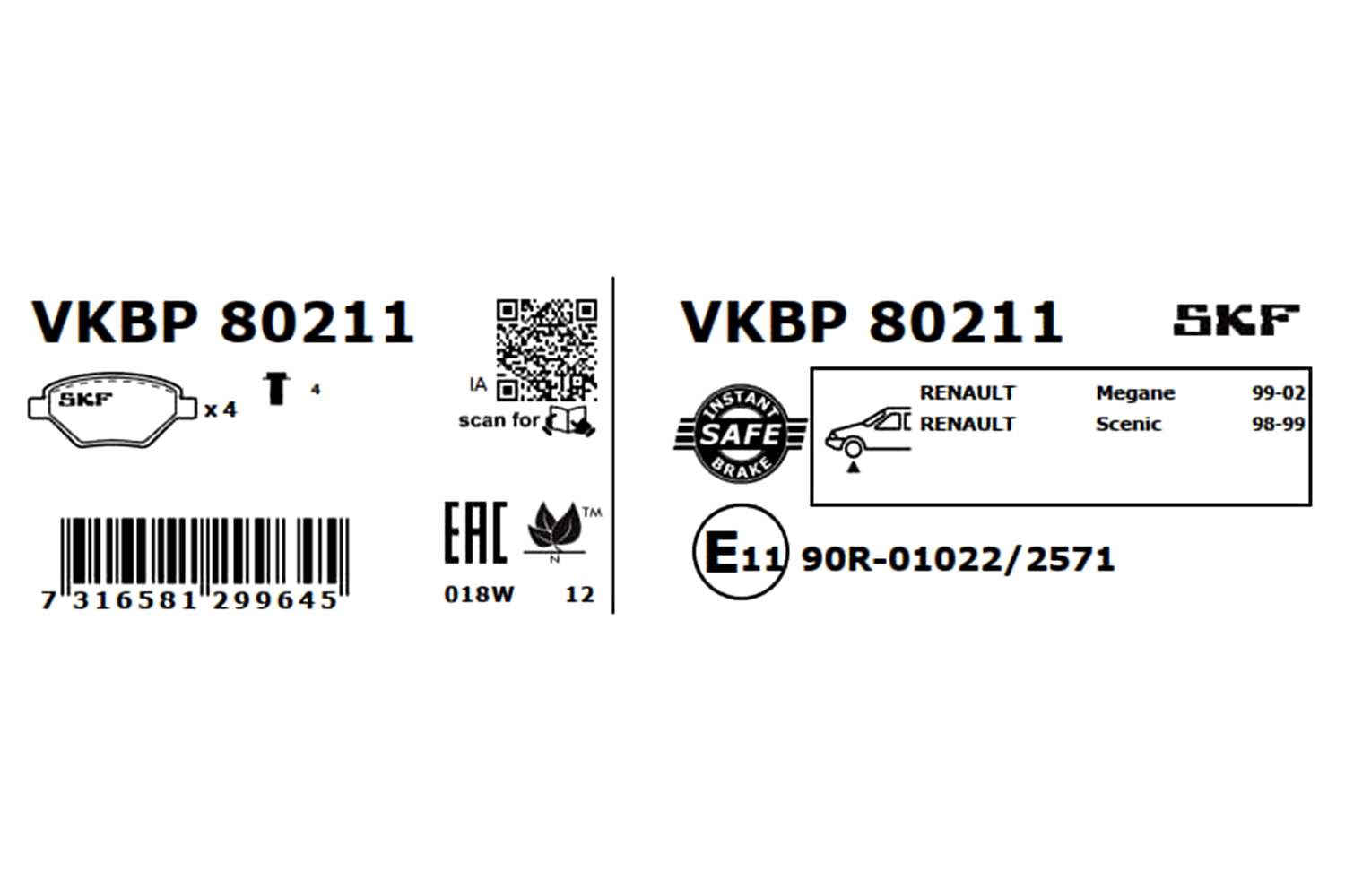 Sapatas do freio dianteiras de disco SKF VKBP80211