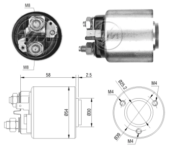 Relê retrator do motor de arranco para Fiat Fiorino  225