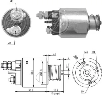 Relê retrator do motor de arranco Fiat 500  312