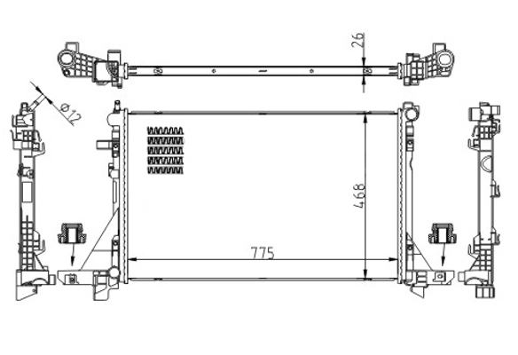 Radiador de esfriamento de motor para Renault Master III FV