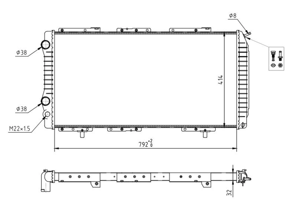 Radiador de esfriamento de motor para Citroen Jumper  244