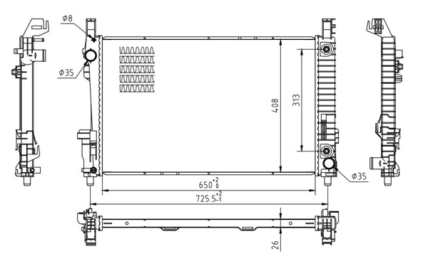 Radiador de esfriamento de motor para Mercedes A  W169