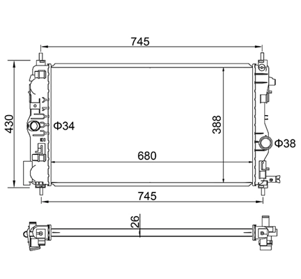 39074664 Peugeot/Citroen Radiador de esfriamento de motor