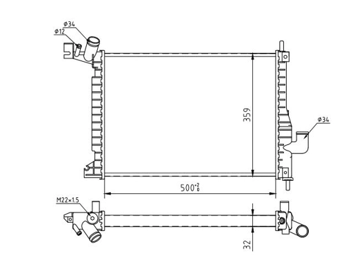 Radiador de esfriamento de motor para Opel Vectra B 31