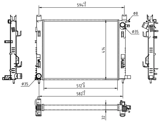 Radiador de esfriamento de motor para Renault DUSTER II HM