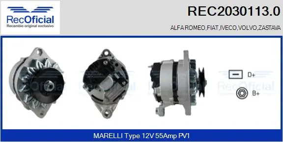 Gerador para Alfa Romeo Giulietta 116
