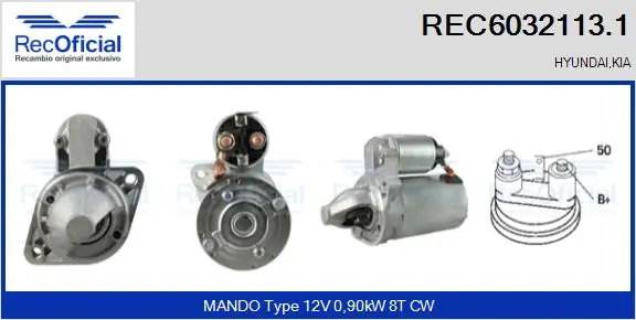 Motor de arranco para KIA Rio 