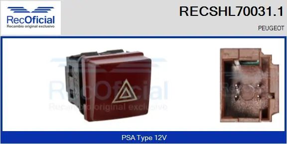 Botão de ativação do sinal de emergência Peugeot 207  WA, WC ao melhor preço