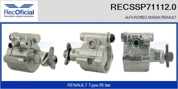 Bomba da Direção hidrâulica assistida para Renault 21 L48