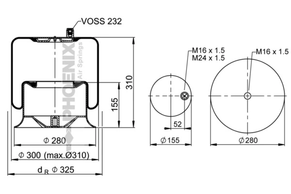 Coxim pneumático (suspensão de lâminas pneumática) do eixo 9423203221 Mercedes