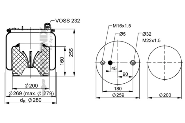 Coxim pneumático (suspensão de lâminas pneumática) do eixo Continental/Siemens 6122NP47 preço, a partir de 167,84 USD