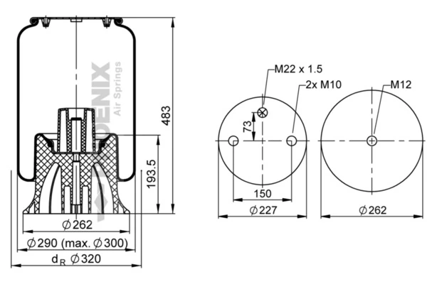 Coxim pneumático (suspensão de lâminas pneumática) do eixo Kraftiger KG706NN preço, a partir de 81,65 USD