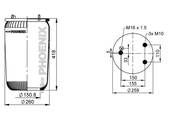 Coxim pneumático (suspensão de lâminas pneumática) do eixo traseiro Kraftiger KG836NS preço, a partir de 64,37 USD
