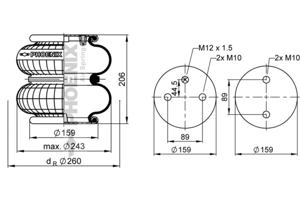 4229100400 SAF Coxim pneumático (suspensão de lâminas pneumática) do eixo